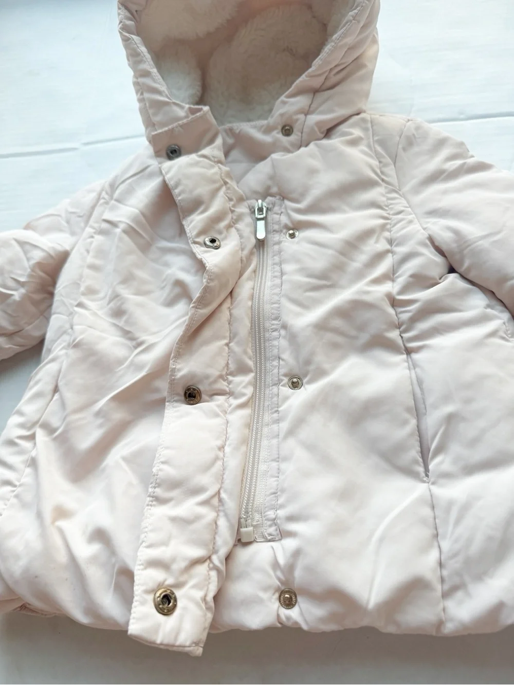 Zara Girl Outerwear Collection Faux Fur Lined Winter Puffer Jacket 18/24months